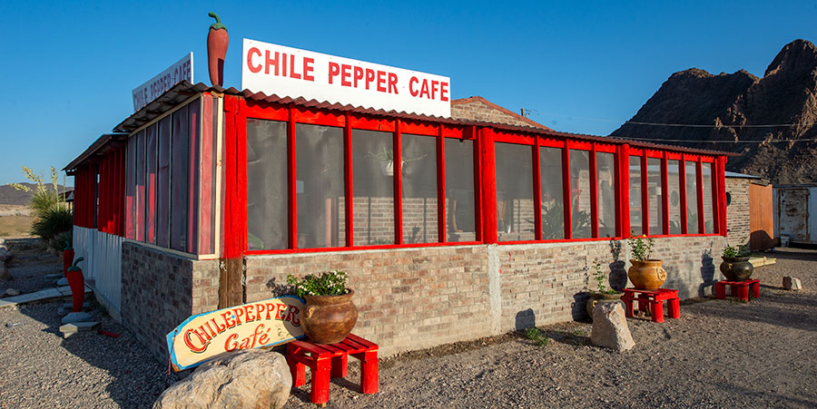 Exterior of Chile Pepper Cafe.